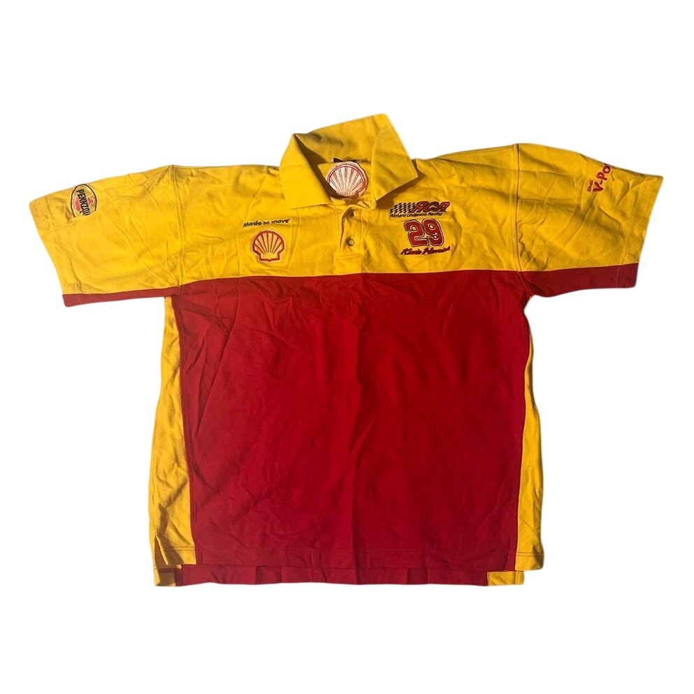 Kevin Harvick Pennzoil Rcr Shell Fuel Red Yellow Sz Medium Polo Racing Shirt